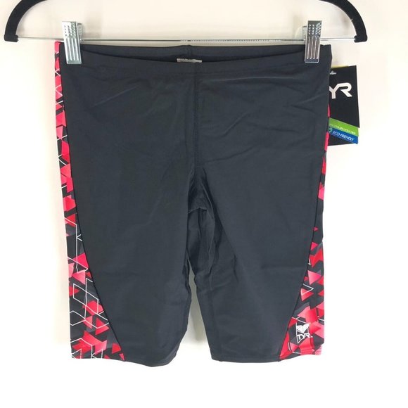 TYR Mens Labyrinth Jammer Swimwear Bottom Shorts Drawstring Red Pink Black 32 M